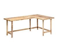 Teenpull Bureau en bois massif en forme de L Mango 180 x 120 x 76 cm, poli, laqué, polyvalent, pour bureau à domicile, meuble de bureau robuste