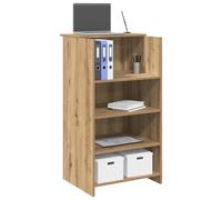 Teenpull Bureau réception chêne Artisanal en Bois d'ingénierie 55x50x103,5 cm avec étagère intégrée pour Bureau, Espace de Rangement et interactions Professionnelles