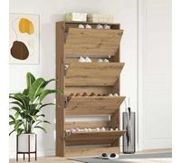 Teenpull Cabinet à Chaussures en Bois d'ingénierie chêne Artisanal 80 x 21 x 163,5 cm avec 4 étagères et Portes à charnières pour Rangement organisé dans entrée ou Salon Moderne