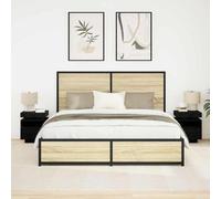 Teenpull Cabinet de Chevet 2 pcs chêne Noir en Bois d'ingénierie 40 x 39 x 48,5 cm avec LED, Prise USB, tiroirs spacieux pour Chambre, Table de Nuit Pratique et élégante