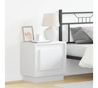 Teenpull Cabinet de Chevet Blanc en Bois d'ingénierie 44 x 34,5 x 45 cm 2 pcs, Table de Chevet compacte avec Rangement spacieux, Prise USB intégrée et éclairage LED pour Chambre Moderne