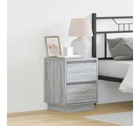 Teenpull Cabinet de Chevet Gris avec 4 tiroirs en Bois d'ingénierie 39 x 34,5 x 50 cm 2 pcs avec éclairage LED intégré et Alimentation USB pour Chambre Moderne