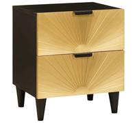 Teenpull Cabinet de Chevet Noir et Or en Bois d'acacia Massif avec tiroir 40 x 33,5 x 46 cm Meuble de Rangement Fonctionnel pour Chambre à Coucher Ambiance Rustique élégante