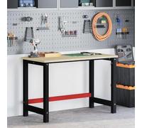 Teenpull Cadre de Banc de Travail en métal Noir et Rouge 120x57x79 cm avec Trous pré-percés, Structure Robuste, Base Stable pour Atelier, Bureau, Bricolage et Usage Professionnel