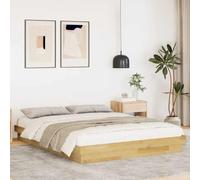 Teenpull Cadre de Lit 160x200 cm en Chêne Massif, Sommier à Lattes Robuste, Design Surbaissé Compact, Support Optimal, Naturel Durable pour Chambre