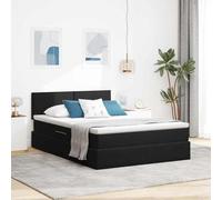 Teenpull Cadre de lit avec espace de rangement et LED noir, 140 x 200 cm, en velours, avec sommier à lattes et tête de lit, lit double avec ascenseur hydraulique, meuble de chambre moderne avec