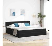 Teenpull Cadre de lit avec espace de rangement et LED, velours noir, 200 x 200 cm, lit double avec sommier à lattes, tête de lit et ascenseur hydraulique, lit capitonné moderne pour chambre à coucher