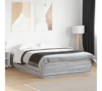 Teenpull Cadre de lit avec LED, gris Sonoma, 160 x 200 cm, cadre de lit stable pour un sommeil réparateur, plate-forme moderne, avec lattes robustes et éclairage