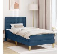 Teenpull Cadre de lit avec matelas et tête de lit, bleu, 100 x 200 cm, tissu avec cadre en contreplaqué robuste, espace de rangement pratique et tête de lit confortable Soft Touch pour le confort de