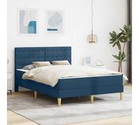 Teenpull Cadre de lit avec matelas et tête de lit, bleu, 120 x 190 cm, tissu avec espace de rangement pratique, sommier à lattes robuste, tête de lit confortable Soft Touch pour chambre à coucher et