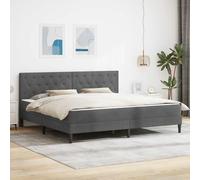 Teenpull Cadre de lit avec matelas, gris foncé, 180 x 200 cm, velours, super king size, avec sommier à lattes, espace de rangement pratique, tête de lit confortable, meuble de chambre moderne pour