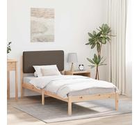 Teenpull Cadre de lit avec tête de lit rembourrée en Bois de pin Massif Taupe 100 x 200 cm lit Plateforme sans sommier Design Minimaliste Facile à Monter et Entretenir
