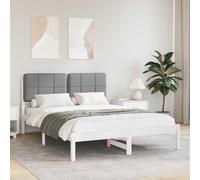 Teenpull Cadre de lit avec tête de lit rembourrée Gris Clair en Bois de pin Massif 140x190 cm lit Double Court Design Plateforme sans sommier Facile à Monter et Entretenir