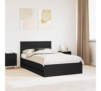 Teenpull Cadre de lit avec tiroirs noir en bois d'ingénieur - 120 x 190 cm - Construction solide en bois - 6 tiroirs de rangement - Ensemble de meubles modernes pour chambre à coucher pour l'ordre et