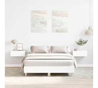 Teenpull Cadre de lit Blanc 120x190 cm en Bois d'ingénierie et Eucalyptus Massif avec sommier à Lattes Stable pour Chambre à Coucher, Support Optimal pour Matelas