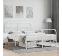 Teenpull Cadre de lit blanc 140 x 200 cm avec tête de lit, pied de lit, cadre en métal robuste revêtu par pulvérisation, sommier à lattes stable pour matelas, espace de rangement supplémentaire de 26