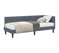 Teenpull Cadre de lit d'angle avec Matelas 2 pcs Gris Velours, Cadre en contreplaqué Durable 204 x 84 x 72 cm, lit étroit 80x200 cm, Usage intérieur, Finition Soft-Touch Confortable