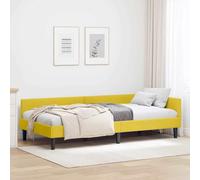 Teenpull Cadre de lit d'angle Jaune en Velours et contreplaqué 90x190 cm avec tête de lit modulable Design en L pour Chambre compacte canapé Convertible Confortable