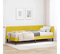Teenpull Cadre de lit d'angle Jaune en Velours Soft-Touch avec Matelas Mousse 2 pcs 204x104x72 cm lit Large 100x200 cm intérieur Confortable et Durable