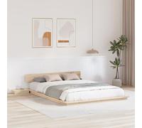 Teenpull Cadre de lit de sol avec tête de lit intégrée, 150 x 200 cm, pin massif, design minimaliste pour chambre à coucher, tables de chevet incluses
