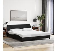 Teenpull Cadre de lit Dover en tissu noir 160 x 200 cm, lit rembourré avec tête de lit, cadre de lit moderne, meuble de chambre stable pour un sommeil réparateur et un confort