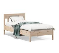 Teenpull Cadre de lit en Bois de pin Massif 75x190 cm avec tête de lit, Structure Solide Plateforme, Dimensions 195,5x80,5x81 cm pour Matelas Standard, Cadre Pratique pour Chambre Confortable