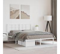 Teenpull Cadre de lit en métal blanc 140 x 200 cm avec tête de lit, sommier à lattes robuste et espace de rangement de 26 cm, idéal pour la chambre à coucher