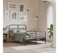 Teenpull Cadre de lit en métal noir avec tête et pied de lit, cadre simple stable, plate-forme pour matelas, meuble de chambre moderne avec espace de rangement pour votre maison.