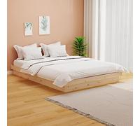 Teenpull Cadre de lit en pin massif 140 x 200 cm, plate-forme stable pour matelas, base de meubles non traités, design rustique, idéal pour des nuits détendues dans la chambre à coucher à la maison