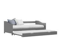 Teenpull Cadre de Lit Extensible Gris en Bois de Pin, 90x200 cm, avec Lit Inférieur Escamotable sur roulettes, Idéal pour Chambre d'amis, Gain de Place