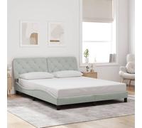 Teenpull Cadre de lit gris clair, 160 x 200 cm, en velours, avec tête de lit, plate-forme moderne, meuble de lit, design ondulé, base stable sans matelas.