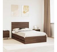 Teenpull Cadre de lit marron aspect chêne en bois d'ingénieur 120 x 190 cm avec 6 tiroirs et espace de rangement pour salon, chambre à coucher, ensemble de meubles modernes, construction stable