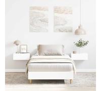Teenpull Cadre de lit moderne blanc 100 x 200 cm pour chambre à coucher, matériau en bois solide et plateforme en bois d'eucalyptus massif, sans matelas pour un sommeil réparateur (190 caractères)
