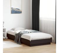 Teenpull Cadre de lit noir 100 x 200 cm en bois dérivé du bois, plate-forme robuste avec lattes en contreplaqué pour un sommeil stable et une chambre moderne