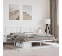 Teenpull Cadre de lit Plateforme King Size en Acier Robuste Blanc 183x213 cm, avec Lattes, Rangement et Support Dorsal intégré, Design élégant, Cama sommier pour Chambre