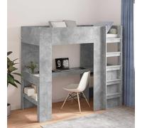 Teenpull Cadre de lit superposé avec bureau en béton gris 100 x 200 cm Lit simple avec sommier à lattes, échelle et garde-corps de sécurité pour chambre d'adolescent et petite chambre à coucher