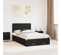 Teenpull Cadre Lit Double Plateforme, Tiroirs Rangement, Tête Lit, Bois d'Ingénierie, Noir, 135x190 cm, Robuste, Optimisation Espace Chambre
