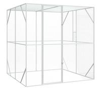 Teenpull Cage à oiseaux, en acier galvanisé, anthracite, 209 x 202 x 214 cm, spacieuse et durable, idéale comme volière, perroquet, perruche, canari