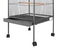 Teenpull Cage à oiseaux, noire, en acier, 54 x 54 x 146 cm, spacieuse, avec barres en bois et plastique, enroulable pour perroquets, canaris, perruches, perruches, nichoir d'intérieur idéal comme aire