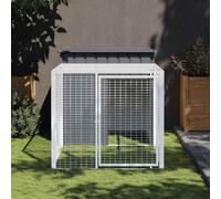 Teenpull Cage à poules, avec enclos anthracite, 110 x 201 x 110 cm, en acier galvanisé, robuste, résistant aux intempéries, pour petits animaux et rongeurs, avec toit pratique et abri sûr