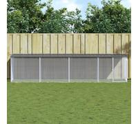 Teenpull Cage à poules avec toit anthracite en acier galvanisé 403 x 98 x 90 cm, avec 3 cages d'extension, enclos d'extérieur résistant aux intempéries, pour petits animaux, clapier pour lapins