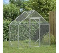 Teenpull Cage à Poules en Acier galvanisé Argent, 170 x 100 x 177 cm, Espace sécurisé pour Poules, abri extérieur résistant aux intempéries, Design Industriel Pratique et Durable