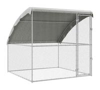 Teenpull Cage à poules en acier galvanisé - Argenté - 2 x 2 x 2 m - Résistant aux intempéries - Avec système de verrouillage verrouillable et toit en filet - Pour jardin extérieur et petits animaux