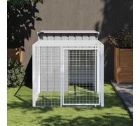 Teenpull Cage à poulet avec enclos gris clair en acier galvanisé 110 x 201 x 110 cm, résistant aux intempéries, peu encombrant, avec abri pour animaux et protection contre la pluie et le soleil