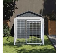 Teenpull Cage à Poulets avec enclos Anthracite en Acier galvanisé 117 x 201 x 123 cm, abri sécurisé pour Poules, clapier modulable pour Lapin, cobaye, Rongeur, extérieur Jardin