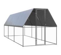 Teenpull Cage d'extérieur pour poules, canards, petits animaux - En acier galvanisé - Résistante aux intempéries - Avec toit en polyéthylène imperméable et serrure - 2 x 6 x 2 m