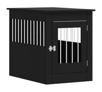Teenpull Cage pour chien, style meuble, noire, en bois et acier, 55 x 80 x 68 cm, avec porte verrouillable, compacte pour l'intérieur et l'extérieur, refuge moderne et lieu de couchage dans le jardin