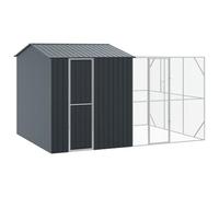 Teenpull Cage pour Oiseaux en Acier galvanisé Anthracite 425 x 304 x 247 cm avec perchoirs, mangeoire, Abreuvoir, nid, volière spacieuse pour extérieur, Parc sécurisé pour Perroquet, canari, Perruche