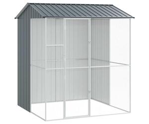 Teenpull Cage pour Oiseaux extérieure en Acier galvanisé Anthracite 215 x 210 x 247 cm avec perchoir, mangeoire, Abreuvoir et volière spacieuse pour Perroquet, canari, Perruche et calopsitte