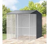 Teenpull Cage pour Oiseaux extérieure en Acier galvanisé Anthracite 215 x 310 x 247 cm avec perchoir, mangeoire, Abreuvoir, volière spacieuse et Durable pour Perroquet, canari, Perruche, calopsitte